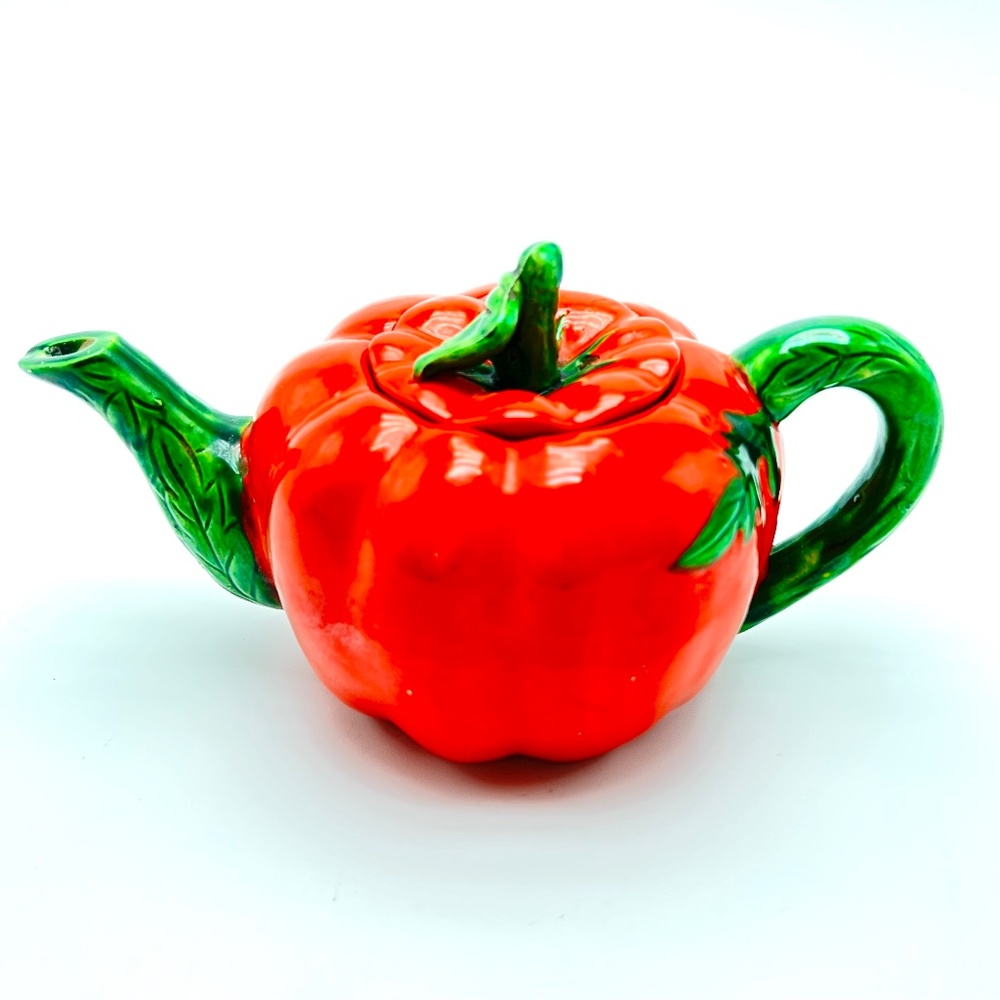 Vintage Tomato Teapot Maruhon Ware from Japan With Lid C, 1950.
